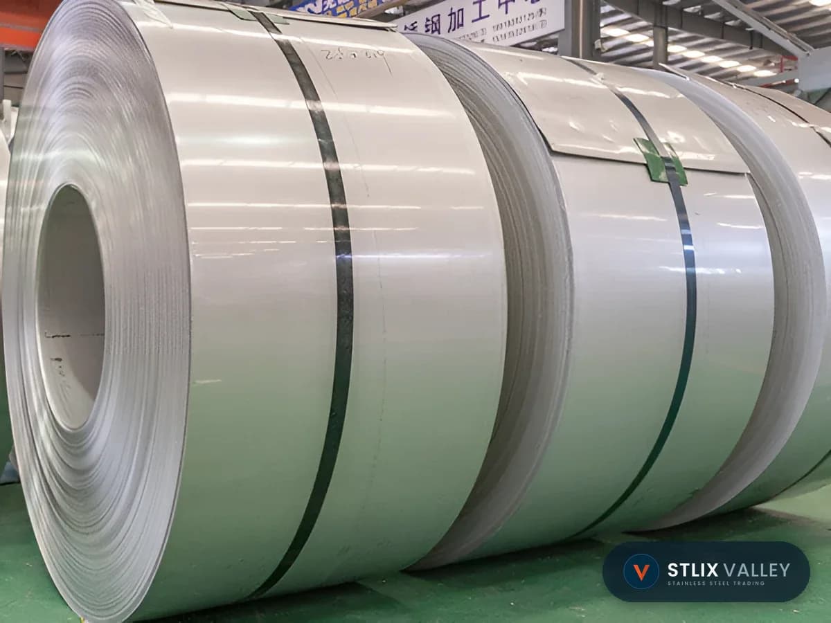 Stainless steel coils in the STLIX VALLEY warehouse